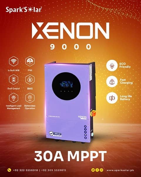 KNOX XENON-9000 6KW IP65 Hybrid Solar Inverter isc 50A MPPTs Dual wifi 3