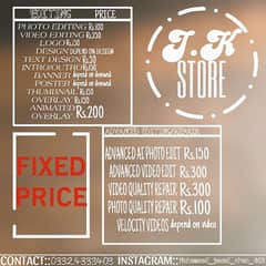 JK STORE GIVE YOU THIS SERVICE IN CHEAP PRICE