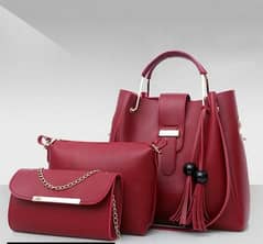 3 pcs Women's Leather plain Hand Bag Set free delivery