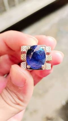 real sapphire Stone and silver ring