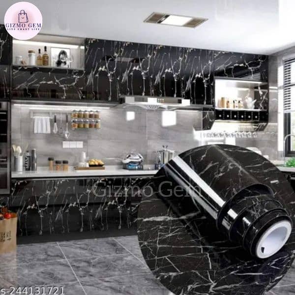 Black Marble Shade Self Adhesive Roll Size: 200cm x 60cm 3