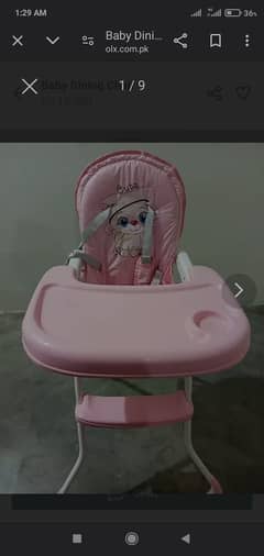 Pink colour baby dinning chair