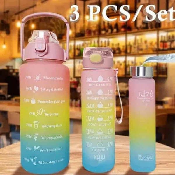 Three-piece Motivational Sports Water Bottles Set (2000ml, 850ml 2