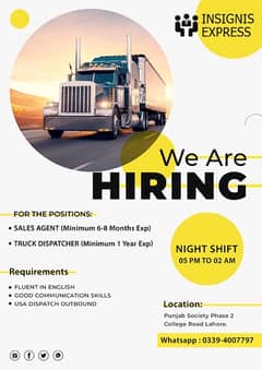 Sales Agents & Truck Dispatcher