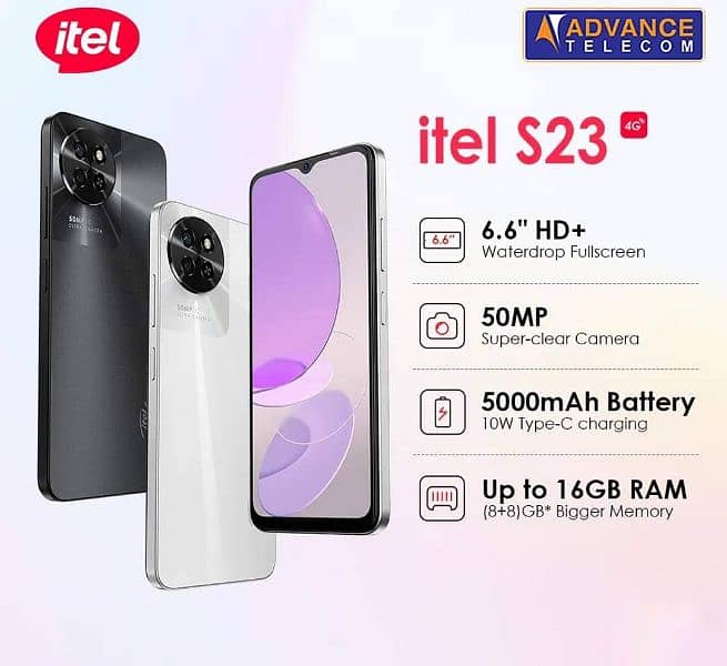 SUPER DEAL ITEL S23 8+8 16GB/256GB BOX PACK 1 YR WARRANTY PTA APPROVED 1