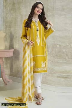 3pcs women's unstitched lawn suit Embroidered suit