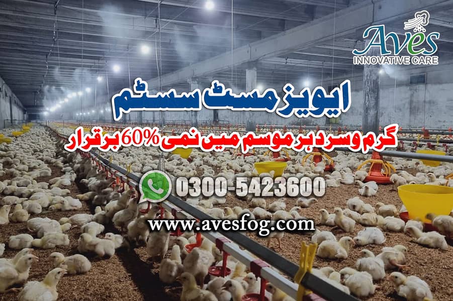 Misting system for battery cage/humidification for layer sheds/fog 2