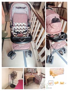 Baby Cot, Stroller, Fan