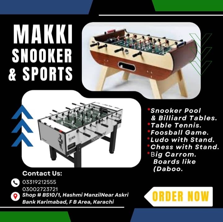 Football Game , Foosball , Pati ,Table Tennis , Ping-Pong Ludo , Chess 8