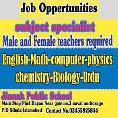 male and female teachers required