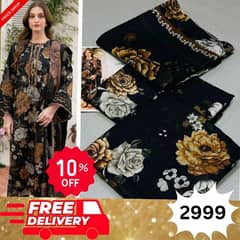 3pcs digital printed lawn/ladies lawn