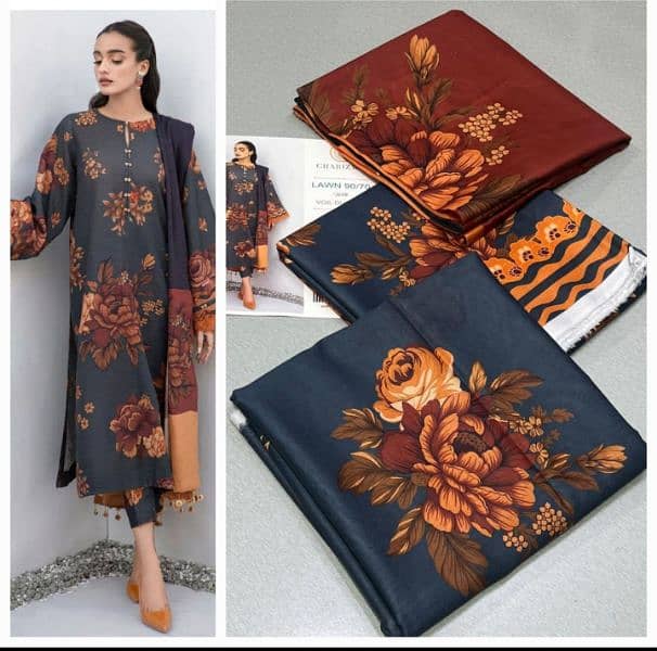 3pcs digital printed lawn/ladies lawn 4