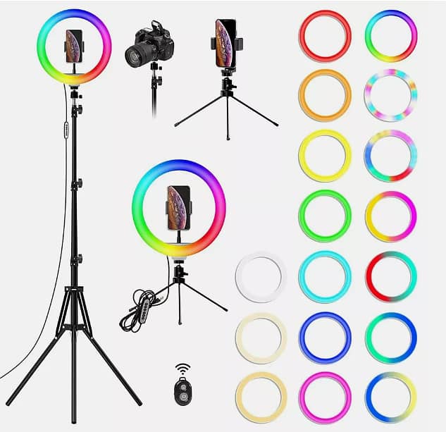 Wowstar Ring Light with Tripod Stand & Phone Holder, 10'' RGB Selfie R 0