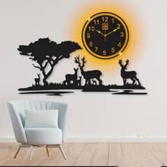 Grazing Deer Deign Laminated wall clock with Backliht 0