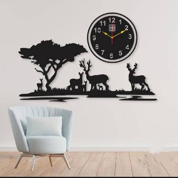 Grazing Deer Deign Laminated wall clock with Backliht 2