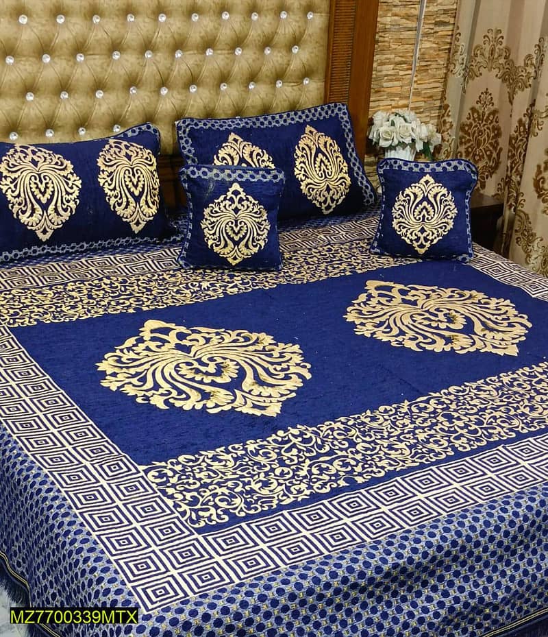 5 Pc Velvet Jaquard Bedsheet 0