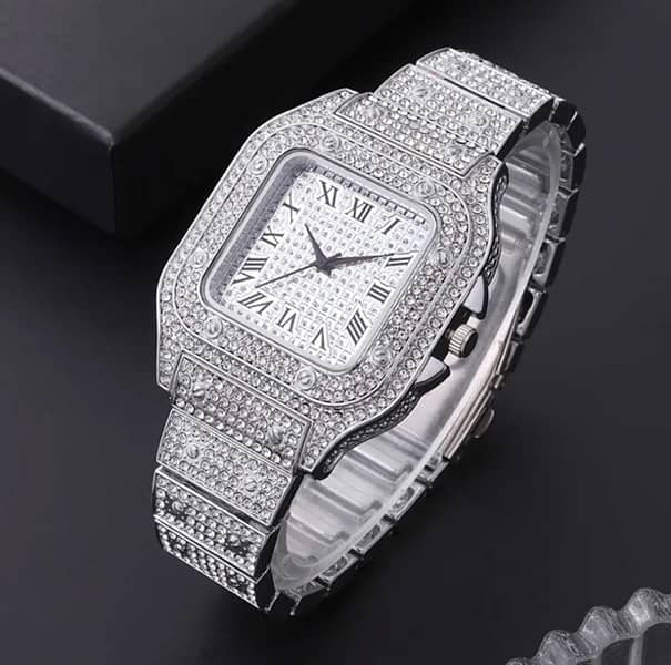 Elegant Frost Iced-Out Square Stone Watch 1