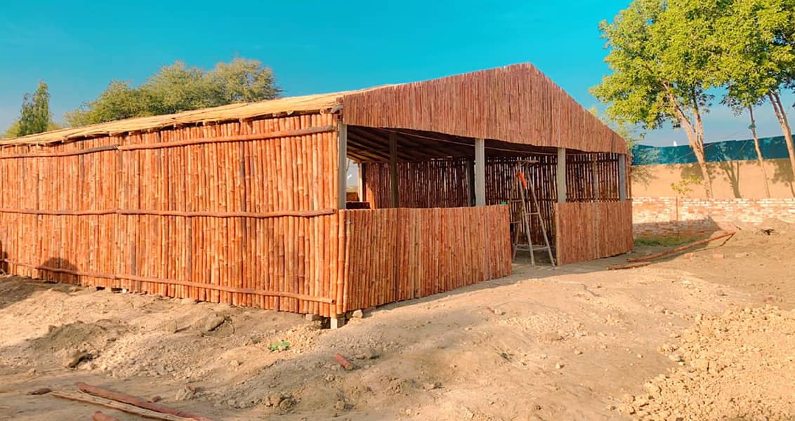 Bamboo works walls Jaffri shades -  Bamboo work huts 8