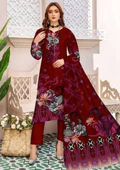 3 Pcs Amna. B Women's Unstitched Marina Printed Suit