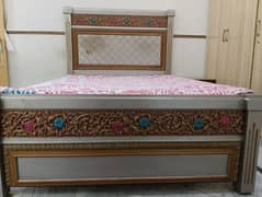 queen size bed with mattress and 1 side table for sale