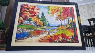 Vibrant Autumn Landscape Painting – Handcrafted Art for Home Décor