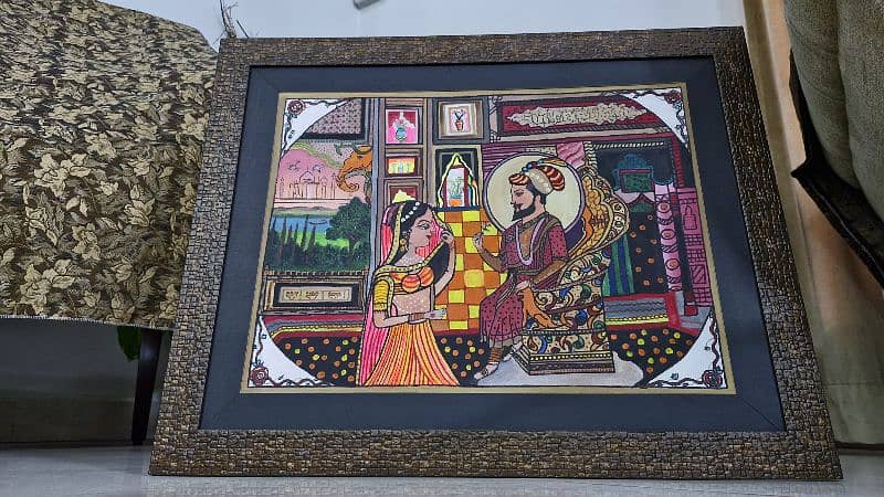 Traditional Indian Mughal Art – Hand-Painted Framed Masterpiece 0