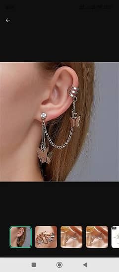 Butterfly hanging ear cuffs