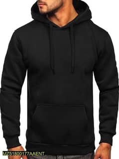 1 pcs Men's Stiched fleece plain hoodie, black