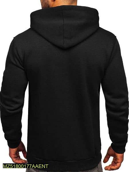 1 pcs Men's Stiched fleece plain hoodie, black 1