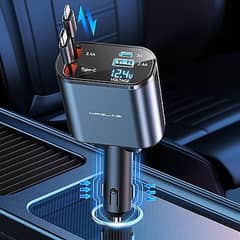 4 in 1 Retractable Car Charger, 100W Fast Car Phone Charger