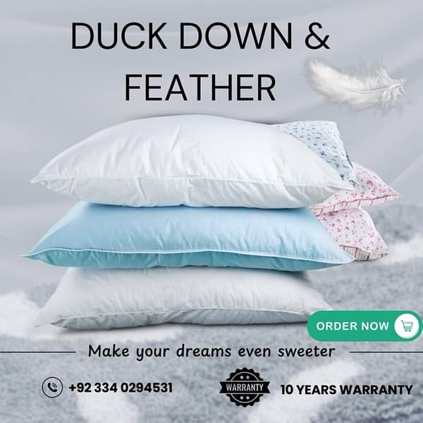 Duck Down & Feather Pillow | 70% Down + 30% Feather | Imported Pillow 0