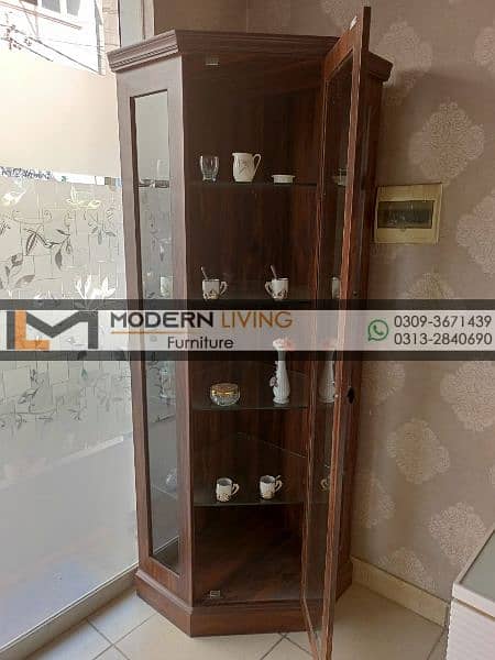 Stylish Showcase corner with glass shelves and light best quality 15