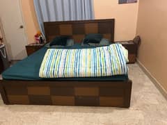 wooden bed with medicated mattress or with two side tables 0