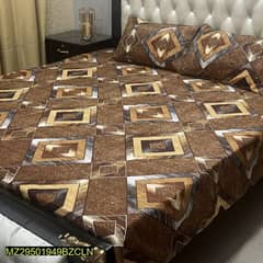 3 Pcs Crystal cotton printed double bedsheet