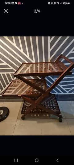 tea trolley made of original deodar wood