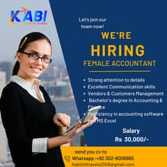 A Female Accountant required for Travel & Tourism Company