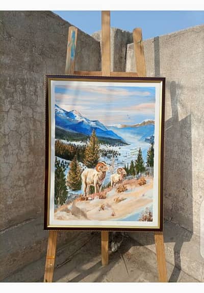 Potrait Painting of 2 Deers on Canvas