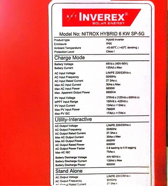 inverex Nitrox 6kw hybrid grid connected inverter ip65 3