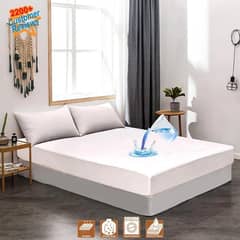 Terry cotton plain  double bed mattress cover