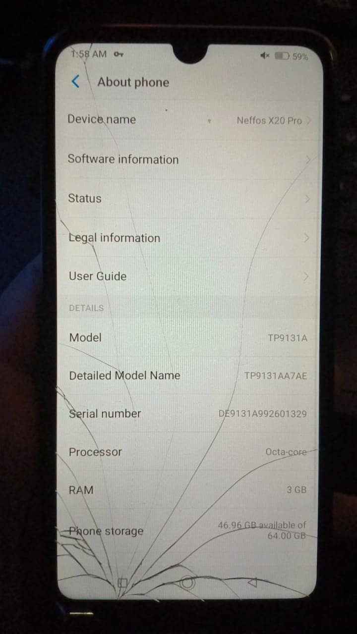 Tplink Neffos x20 Pro 3GB RAM 64GB ROM  6.2 Touch Display || Non PTA 1