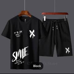 Tracksuit Cotton Fabric T-Shirt & Short Set for Summer Elegant Suits