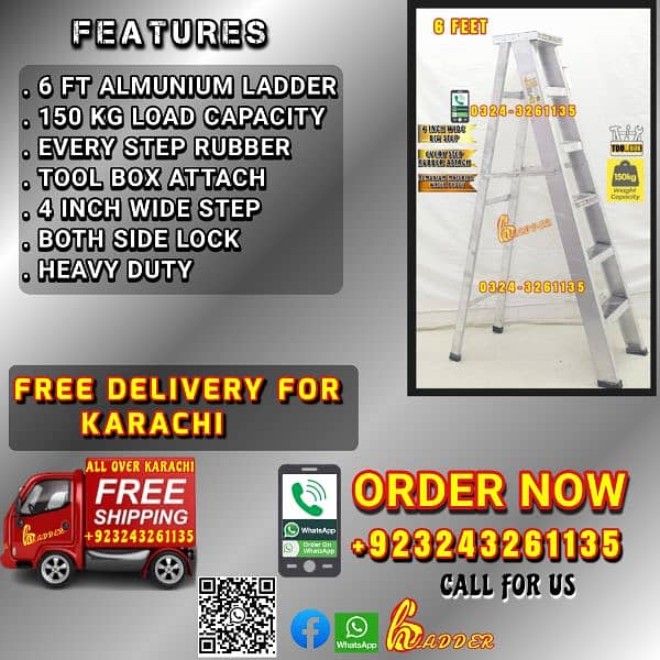 Almunium Folding Ladder Heavy Duty 6 Feet 0