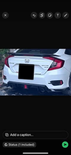 civic x 3 pcs rear diffuser and rs turbo unpainted spoiler