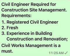 Civil Engineer Required