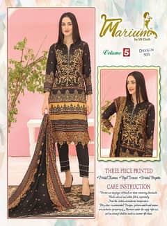 Marium 3-Piece Suit - Printed Kameez, Dyed Trouser, and Dupatta