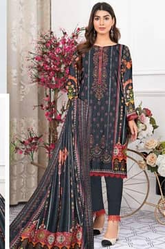 3 Pcs Women's Unstitched Karandi Printed Suit