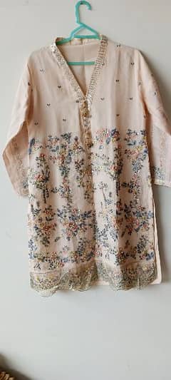 Cotton Net Embroidered 3 pc suit