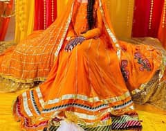 3 pcs emroidered bridal kalidar Frock