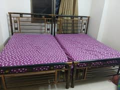 Two Single Iron Beds with Mattress 0