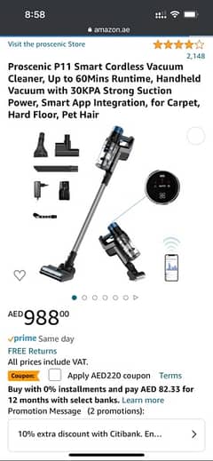 Proscenic P11 Smart Cordless Vacuum cleaner